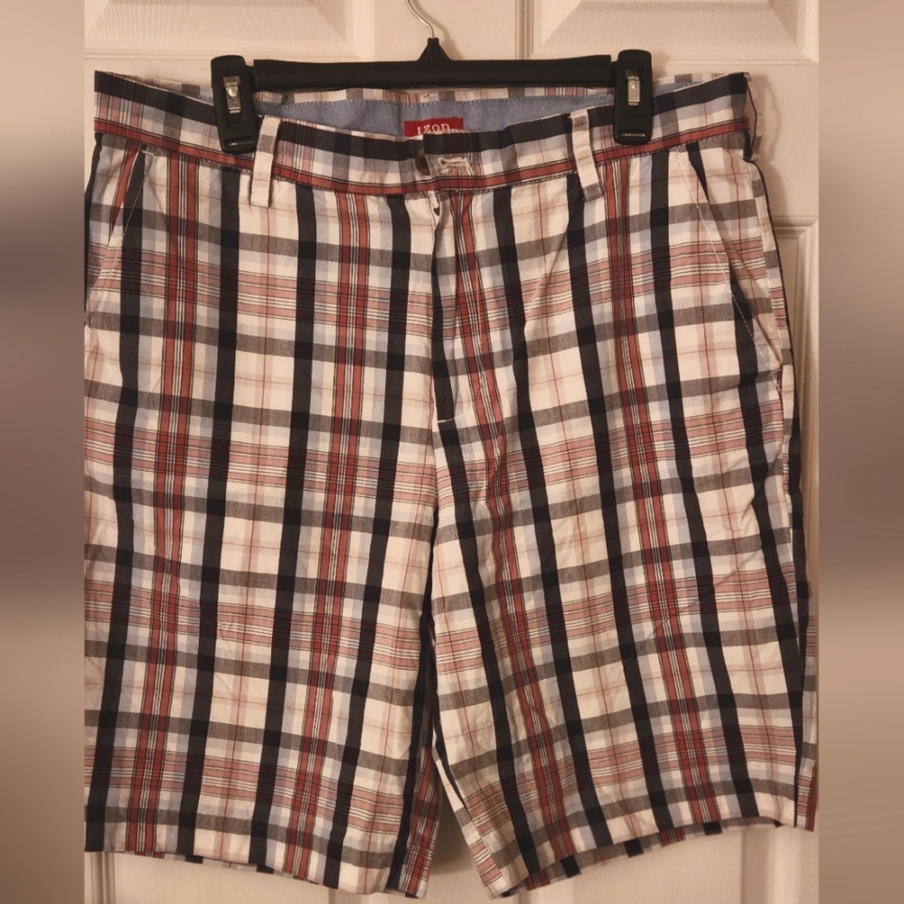 Izod Flat Front Red and Blue Shorts